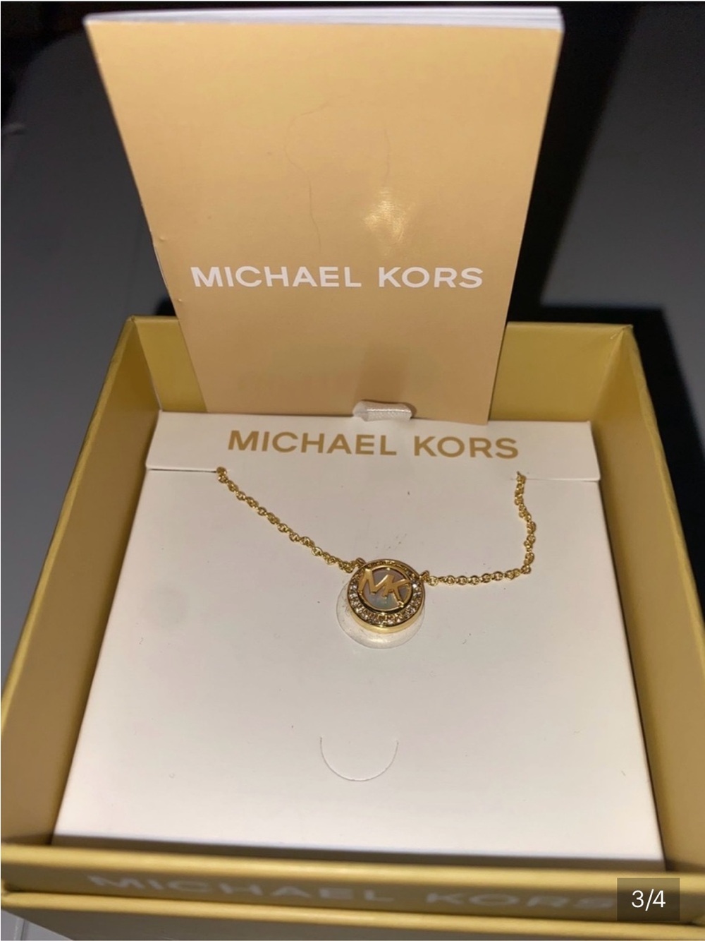 Michael Kors Gold MK Pendant Necklace